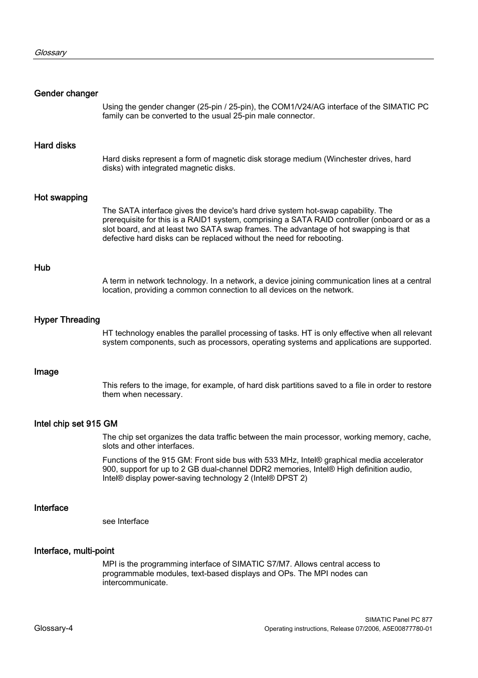 Siemens SIMATIC PANEL PC 877 User Manual | Page 274 / 288