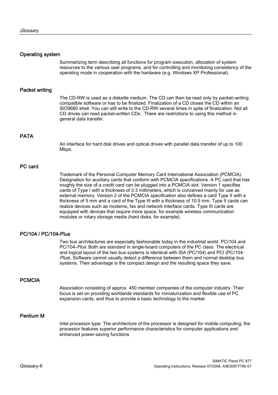 Siemens SIMATIC PANEL PC 877 User Manual | Page 276 / 288