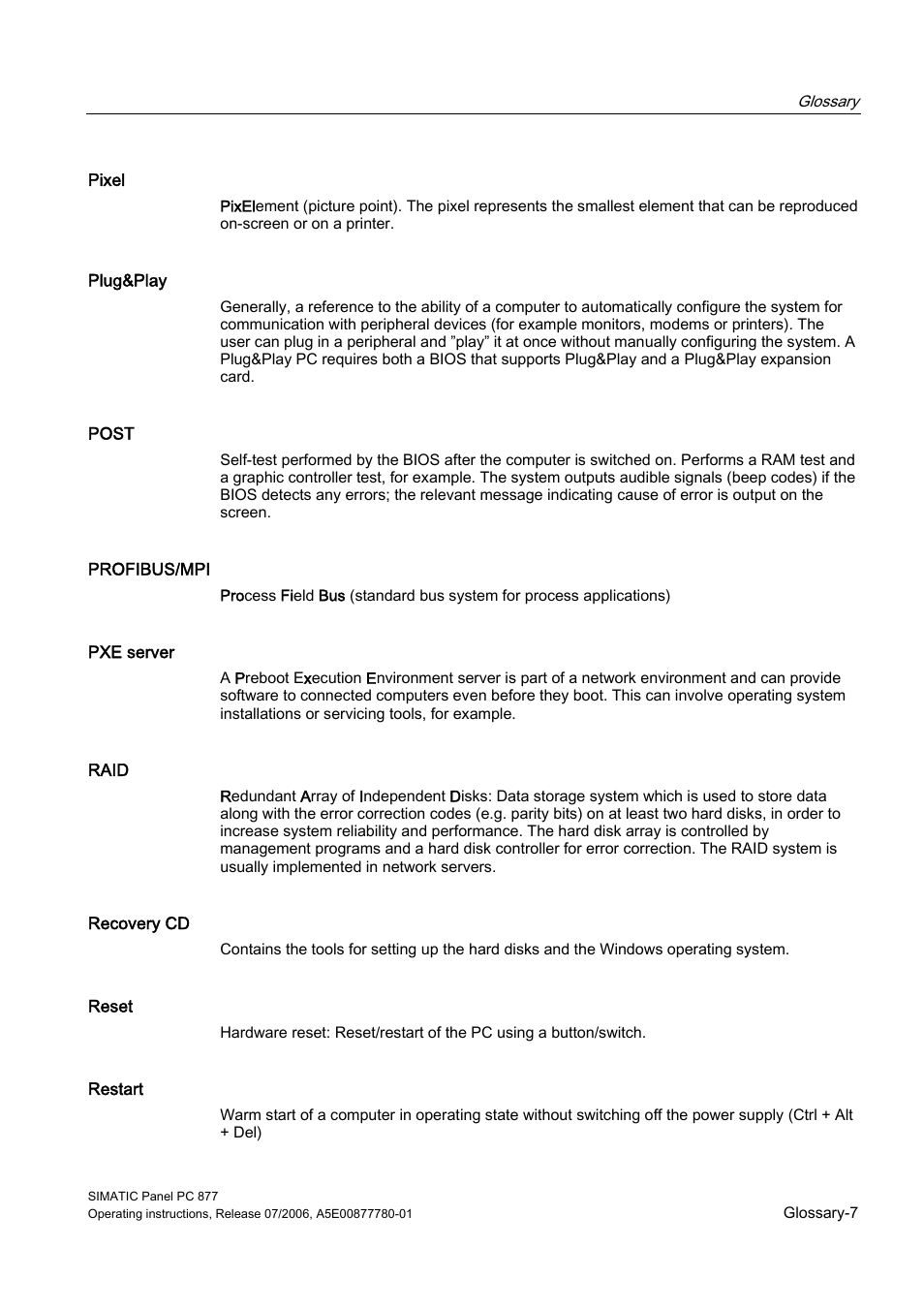 Siemens SIMATIC PANEL PC 877 User Manual | Page 277 / 288