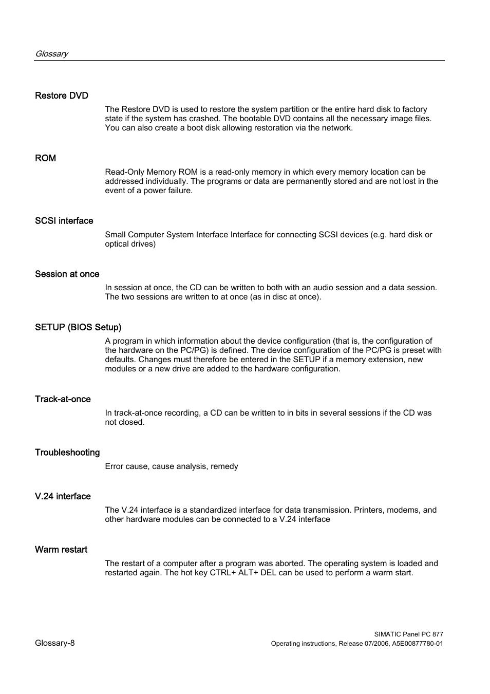 Siemens SIMATIC PANEL PC 877 User Manual | Page 278 / 288