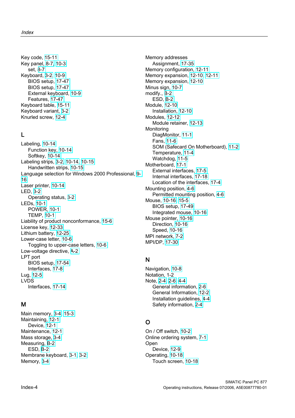 Siemens SIMATIC PANEL PC 877 User Manual | Page 284 / 288