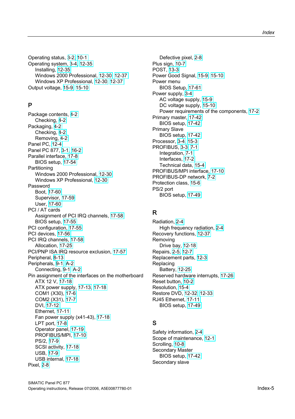 Siemens SIMATIC PANEL PC 877 User Manual | Page 285 / 288