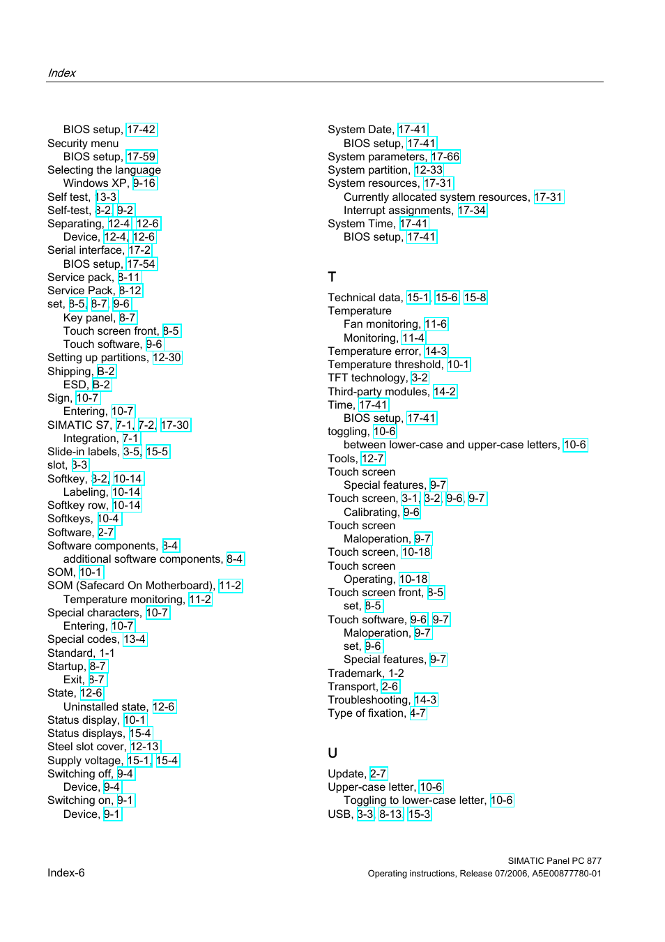 Siemens SIMATIC PANEL PC 877 User Manual | Page 286 / 288