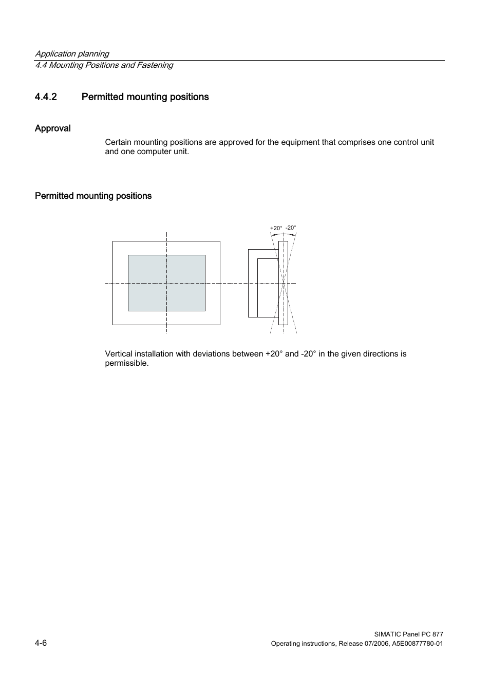 2 permitted mounting positions | Siemens SIMATIC PANEL PC 877 User Manual | Page 30 / 288