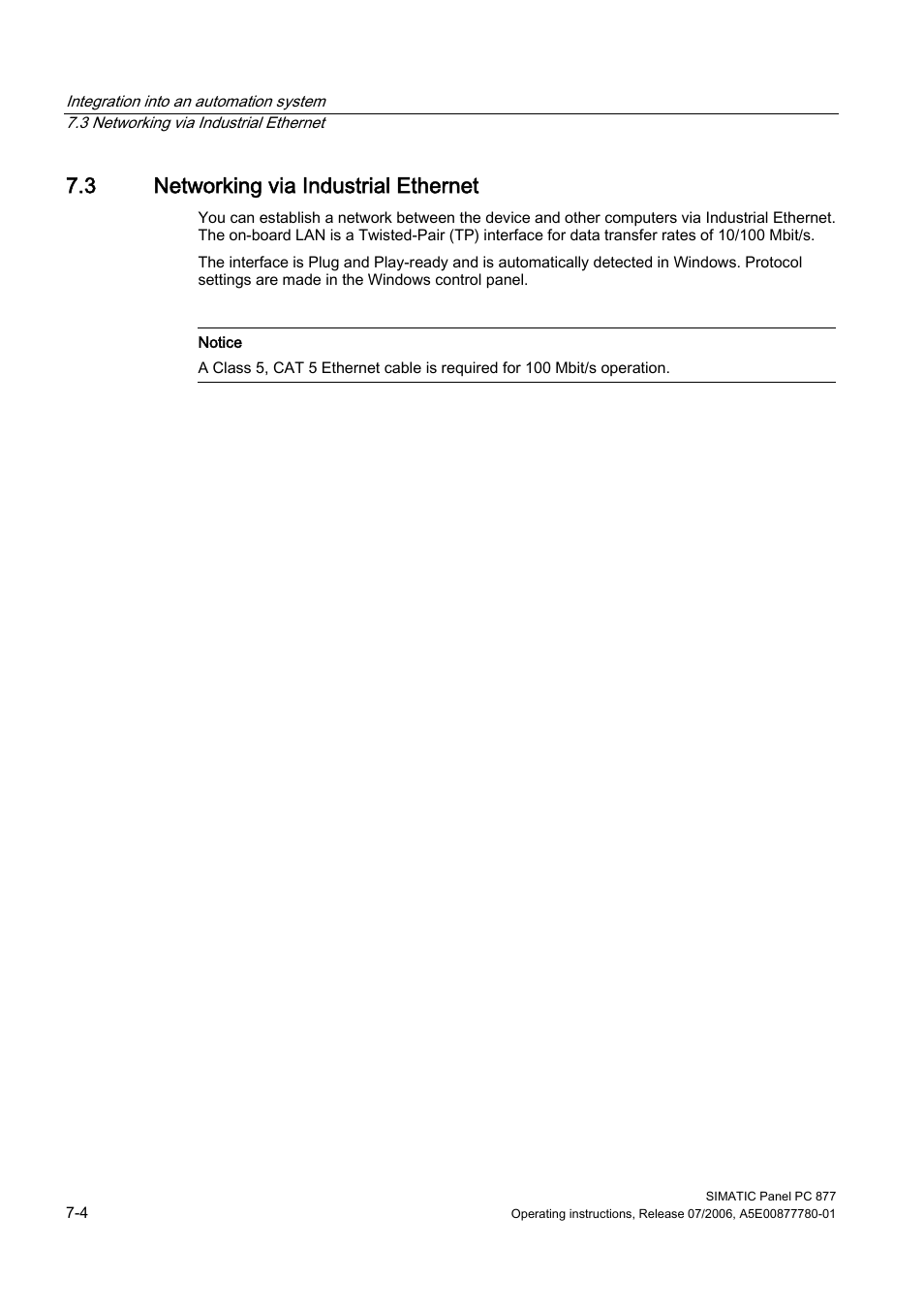 3 networking via industrial ethernet, Networking via industrial ethernet | Siemens SIMATIC PANEL PC 877 User Manual | Page 54 / 288