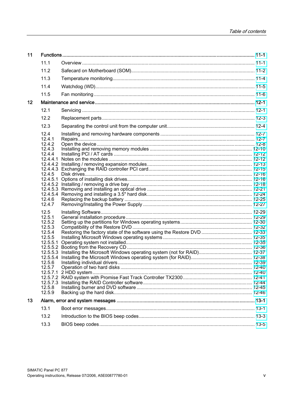 Siemens SIMATIC PANEL PC 877 User Manual | Page 7 / 288