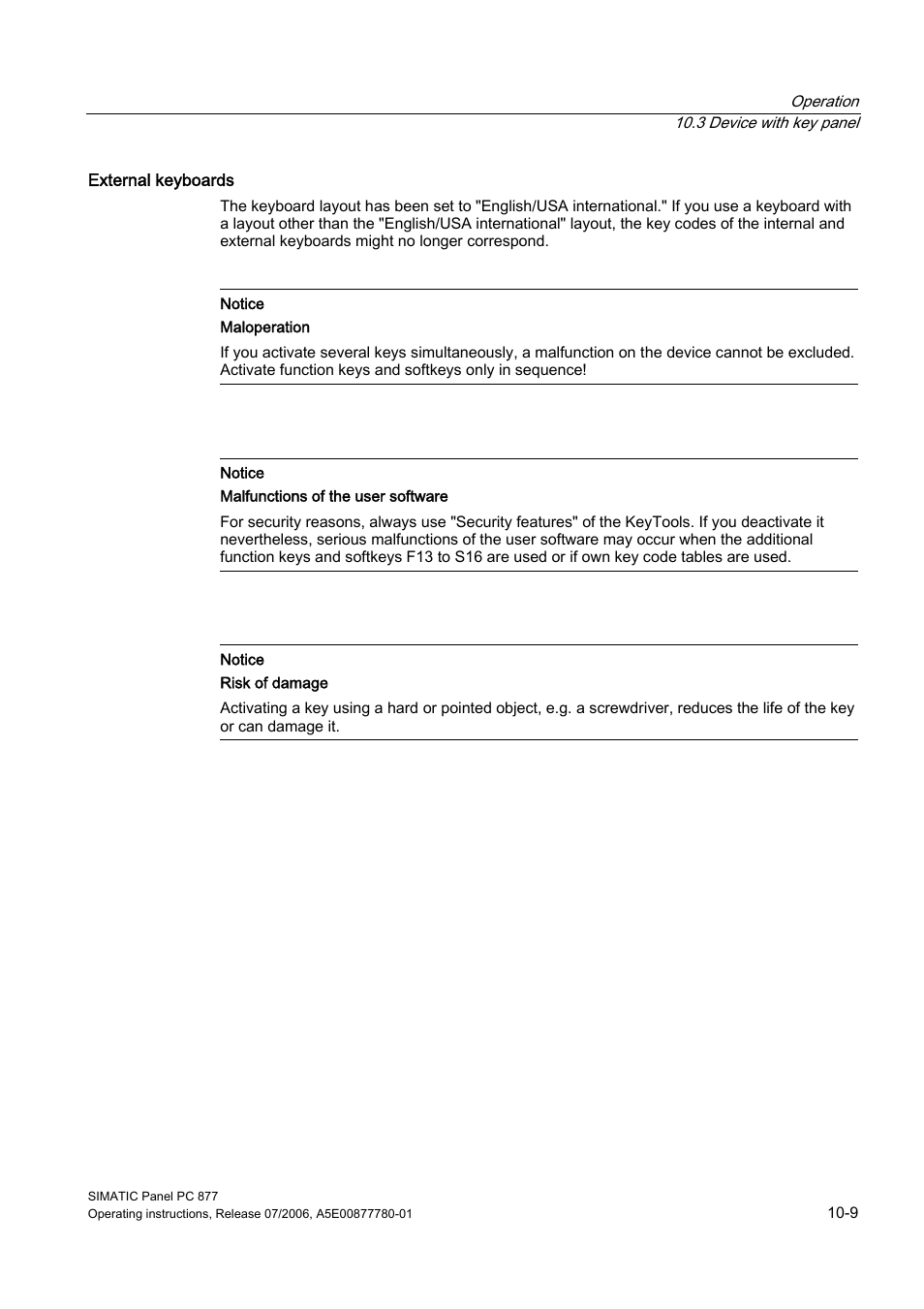 Siemens SIMATIC PANEL PC 877 User Manual | Page 97 / 288