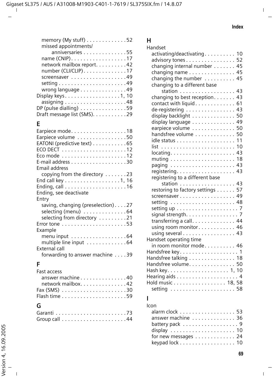 Siemens SL370 User Manual | Page 70 / 76