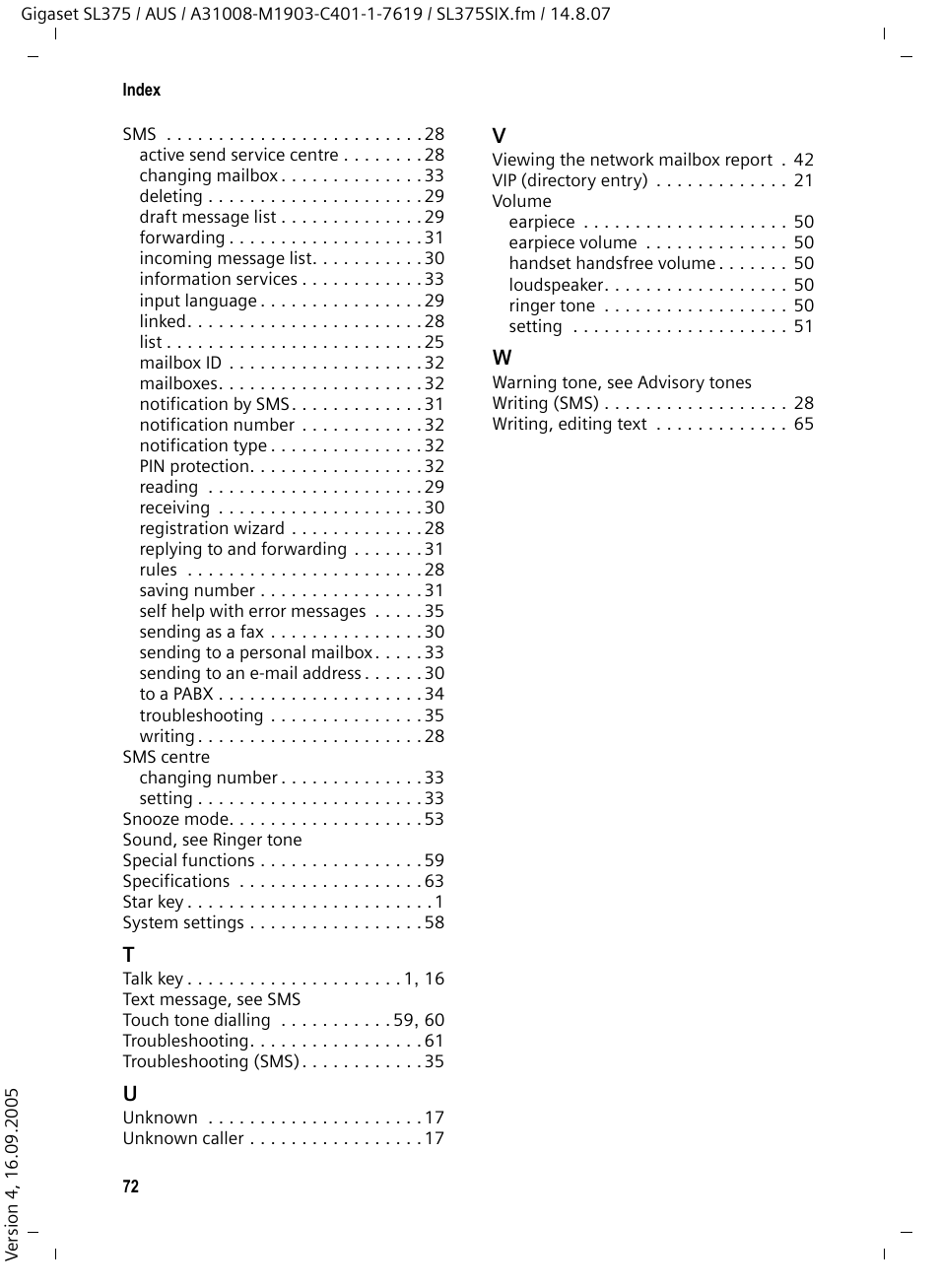 Siemens SL370 User Manual | Page 73 / 76