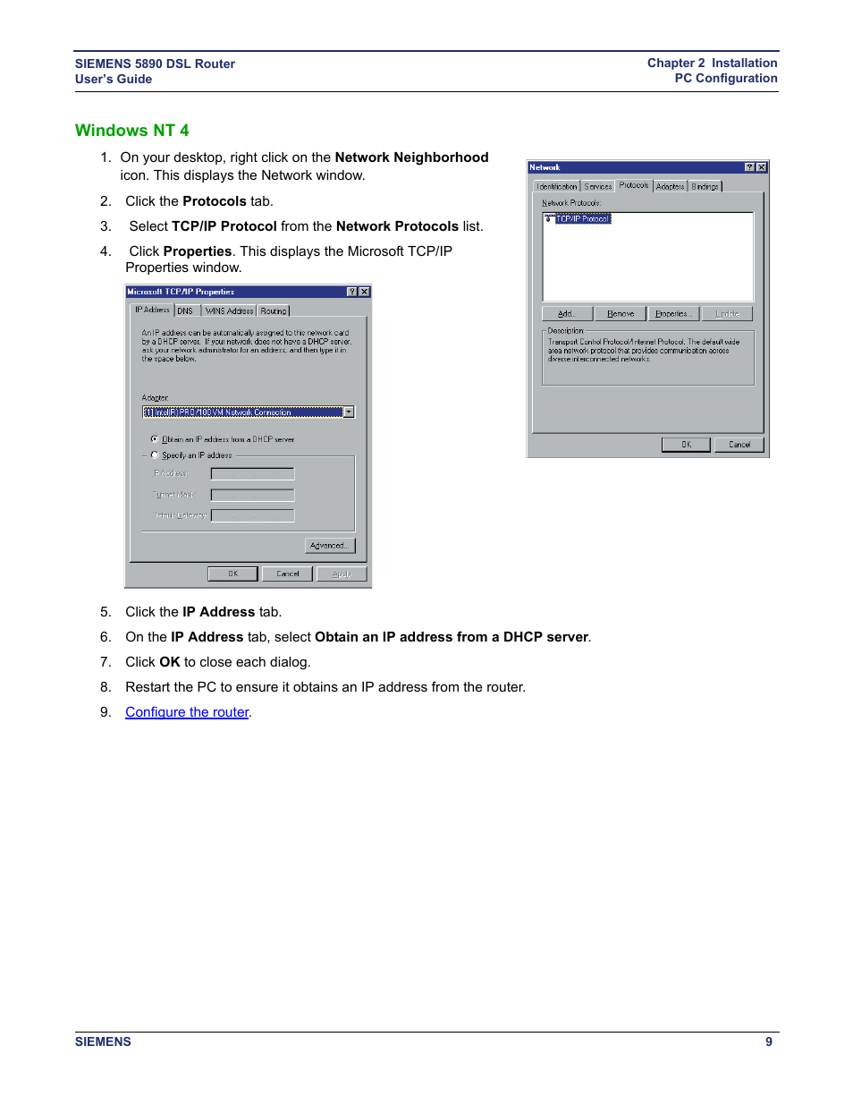 Windows nt 4 | Siemens 5890 User Manual | Page 15 / 102