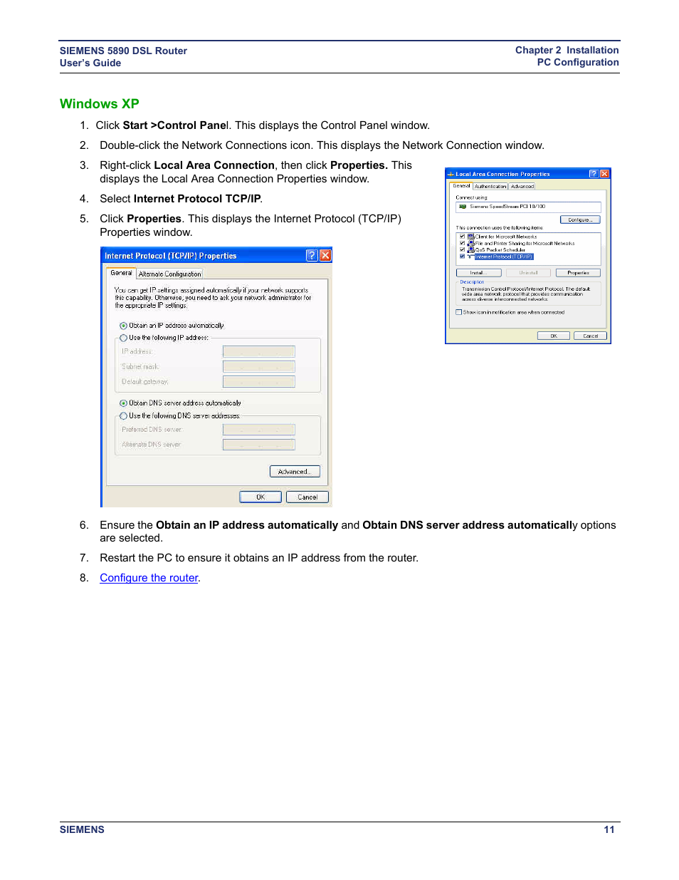 Windows xp | Siemens 5890 User Manual | Page 17 / 102