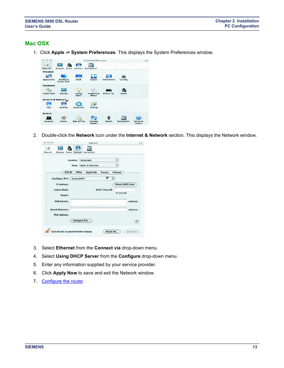 Mac osx, Mac os x | Siemens 5890 User Manual | Page 19 / 102