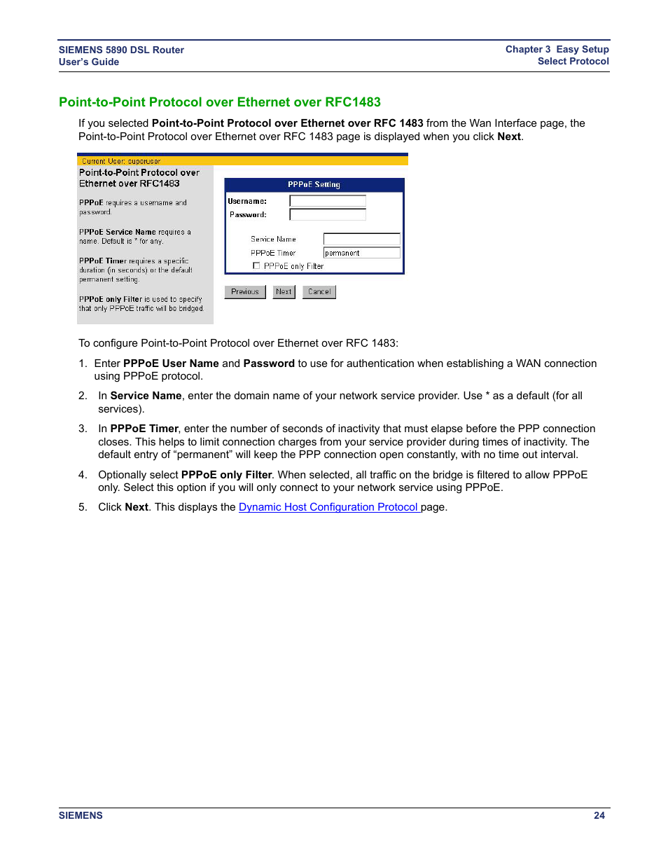 Point-to-point protocol over ethernet over rfc1483 | Siemens 5890 User Manual | Page 30 / 102