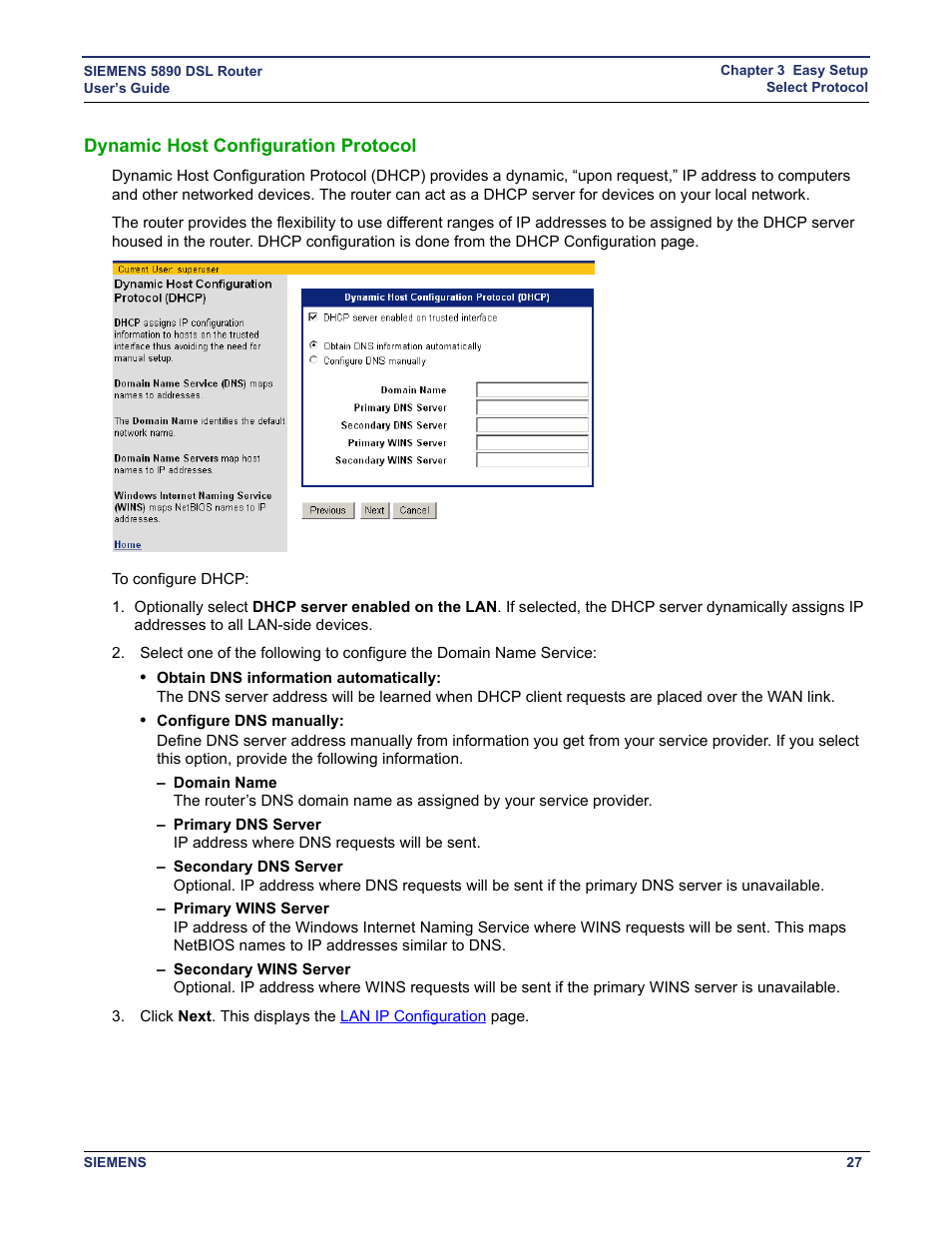Dynamic host configuration protocol | Siemens 5890 User Manual | Page 33 / 102