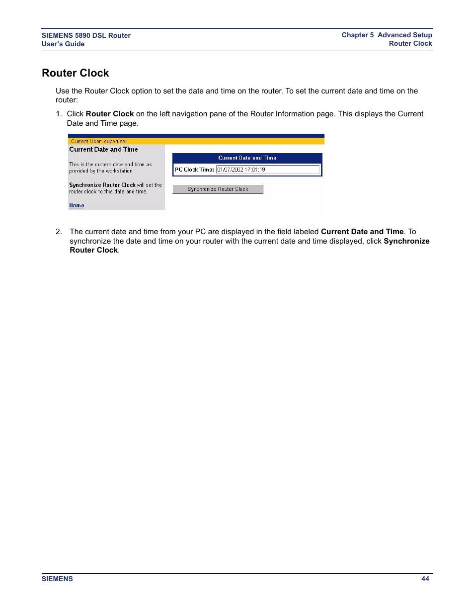Router clock | Siemens 5890 User Manual | Page 50 / 102