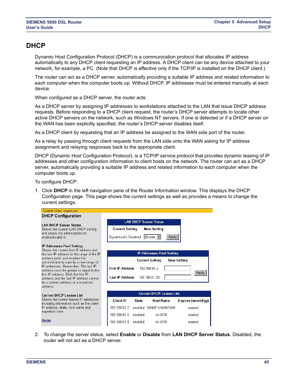 Dhcp | Siemens 5890 User Manual | Page 51 / 102