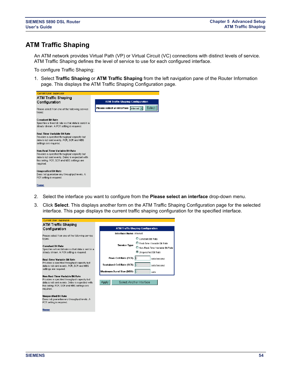 Atm traffic shaping | Siemens 5890 User Manual | Page 60 / 102