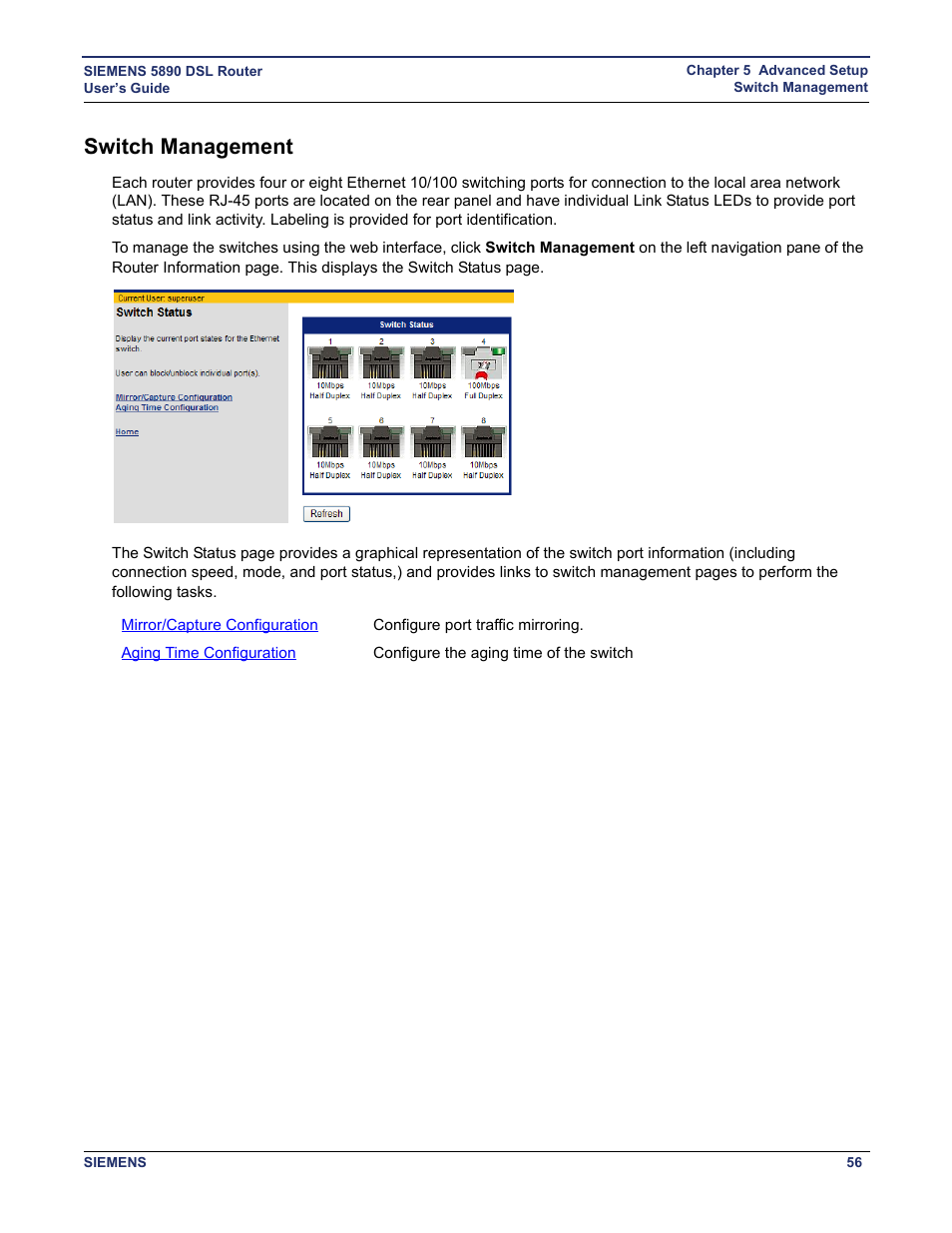 Switch management | Siemens 5890 User Manual | Page 62 / 102