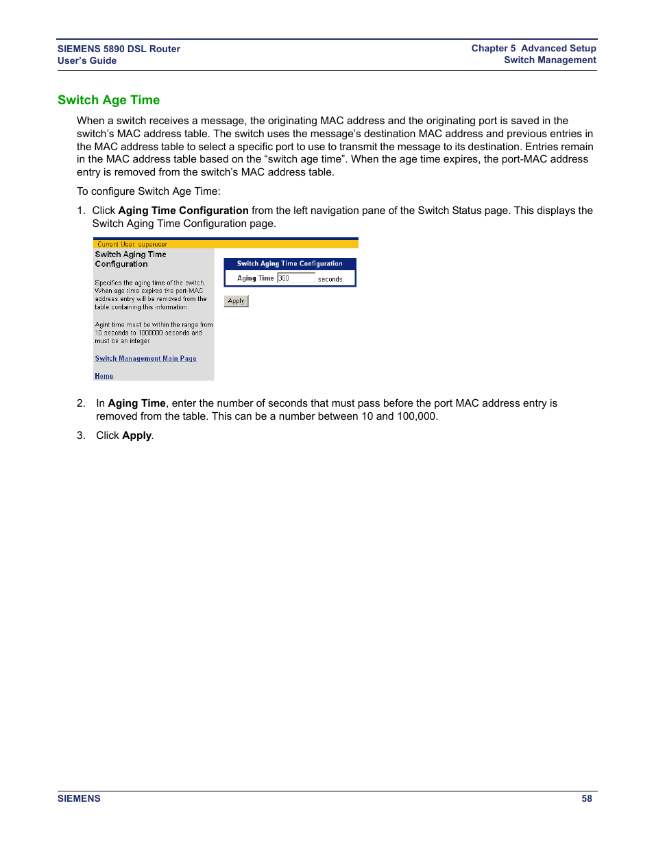 Switch age time | Siemens 5890 User Manual | Page 64 / 102