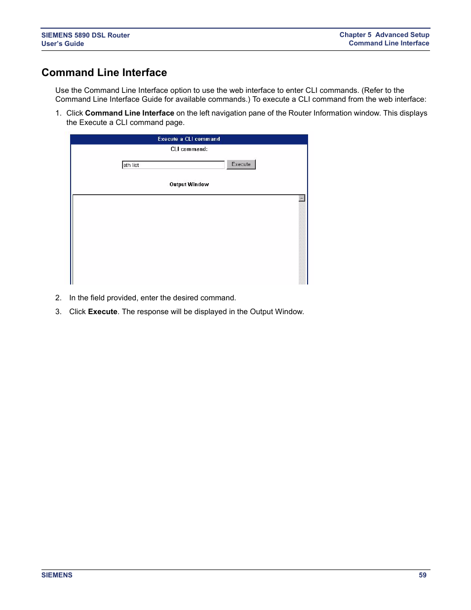 Command line interface | Siemens 5890 User Manual | Page 65 / 102