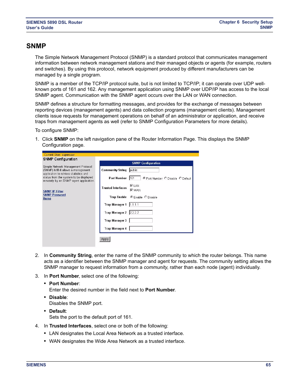 Snmp | Siemens 5890 User Manual | Page 71 / 102