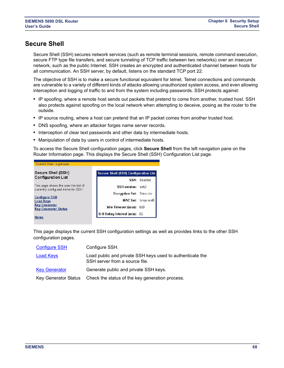 Secure shell | Siemens 5890 User Manual | Page 74 / 102