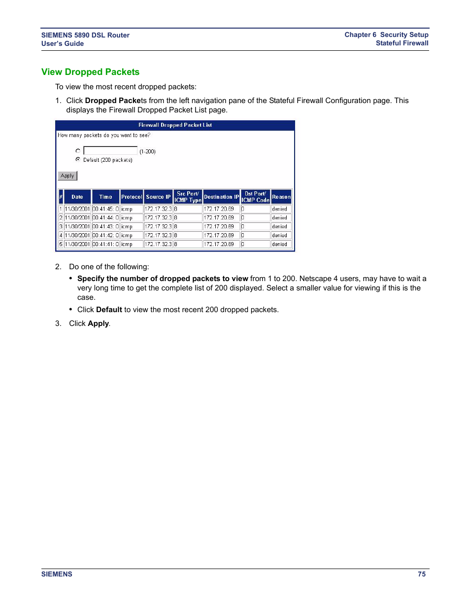 View dropped packets | Siemens 5890 User Manual | Page 81 / 102