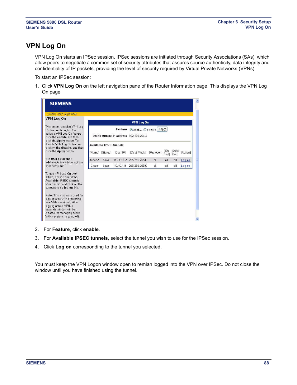 Vpn log on | Siemens 5890 User Manual | Page 94 / 102