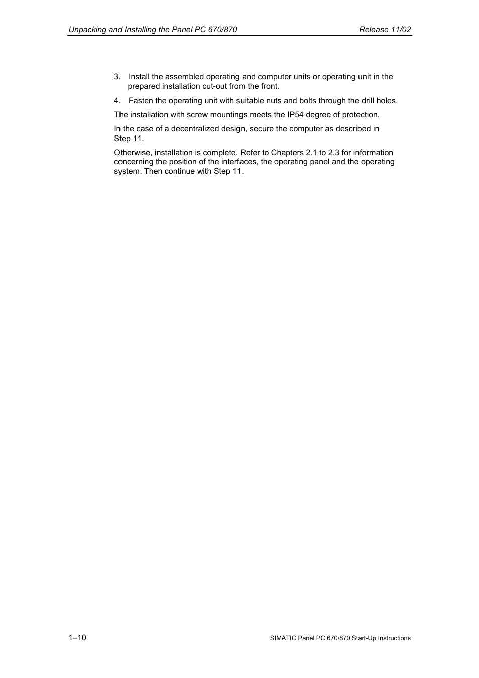 Siemens Simatic PC Panel PC 870 User Manual | Page 18 / 68