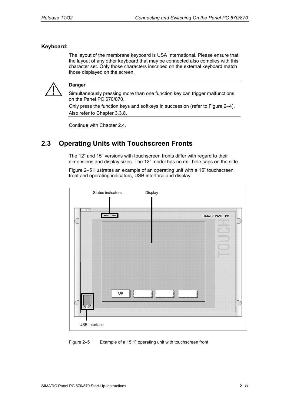 3 operating units with touchscreen fronts | Siemens Simatic PC Panel PC 870 User Manual | Page 27 / 68