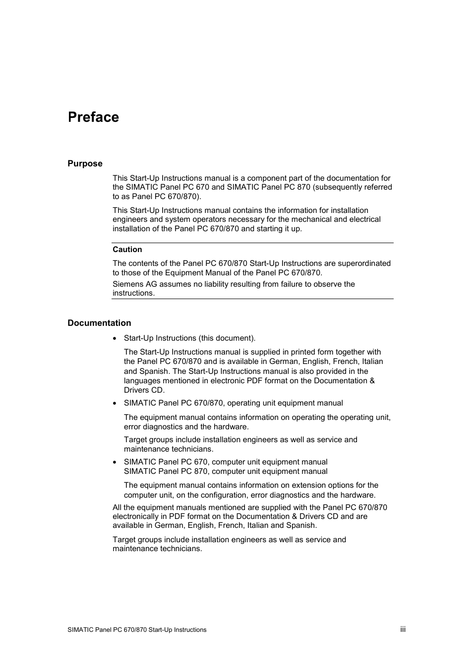 Preface, Preface, co, 1 preface | Siemens Simatic PC Panel PC 870 User Manual | Page 3 / 68