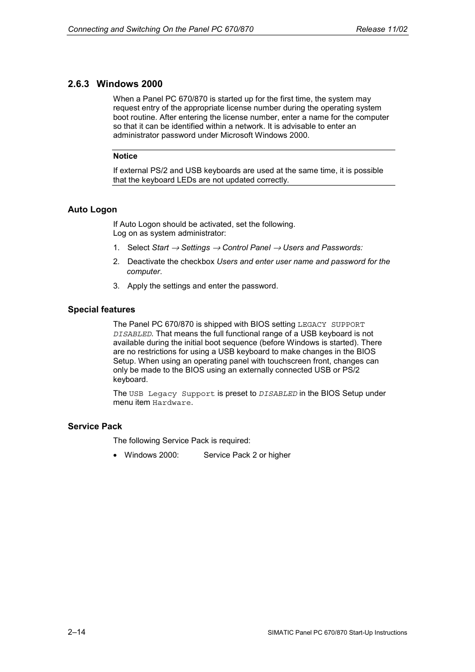 3 windows 2000 | Siemens Simatic PC Panel PC 870 User Manual | Page 36 / 68
