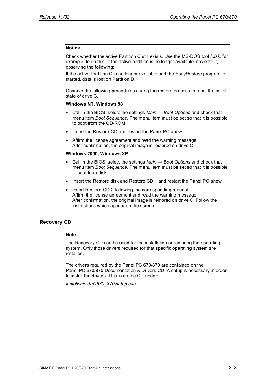 Siemens Simatic PC Panel PC 870 User Manual | Page 47 / 68