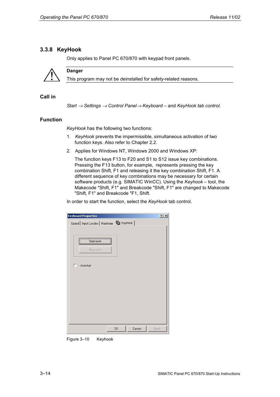 8 keyhook | Siemens Simatic PC Panel PC 870 User Manual | Page 58 / 68