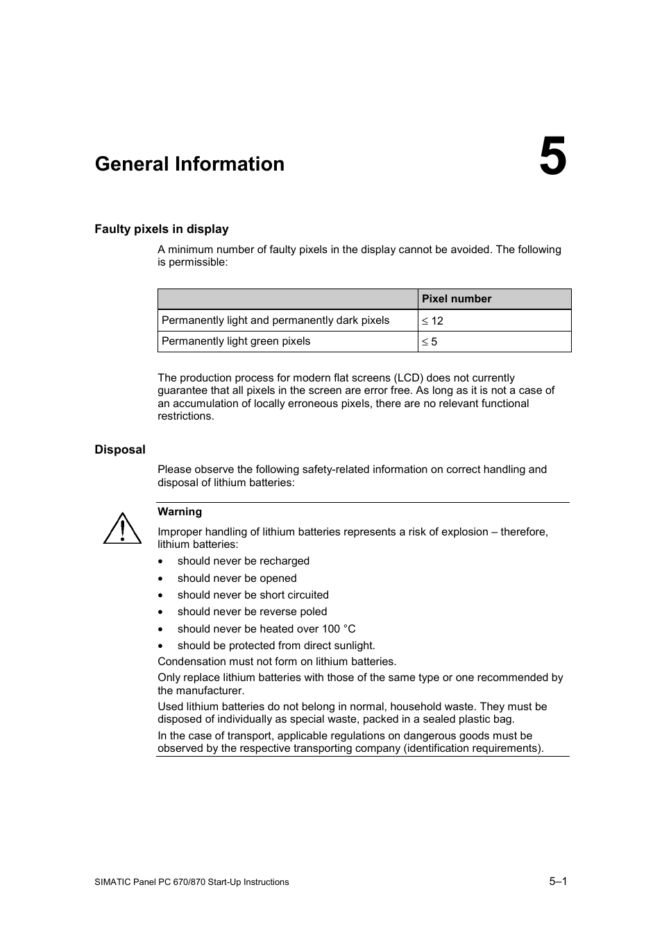 5 general information, General information | Siemens Simatic PC Panel PC 870 User Manual | Page 65 / 68