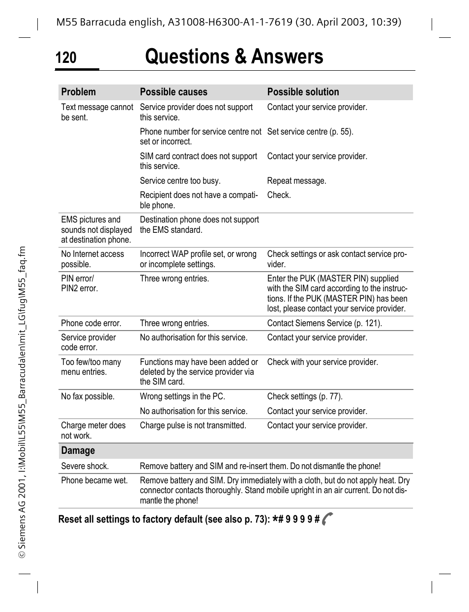 Questions & answers | Siemens M55 User Manual | Page 121 / 140