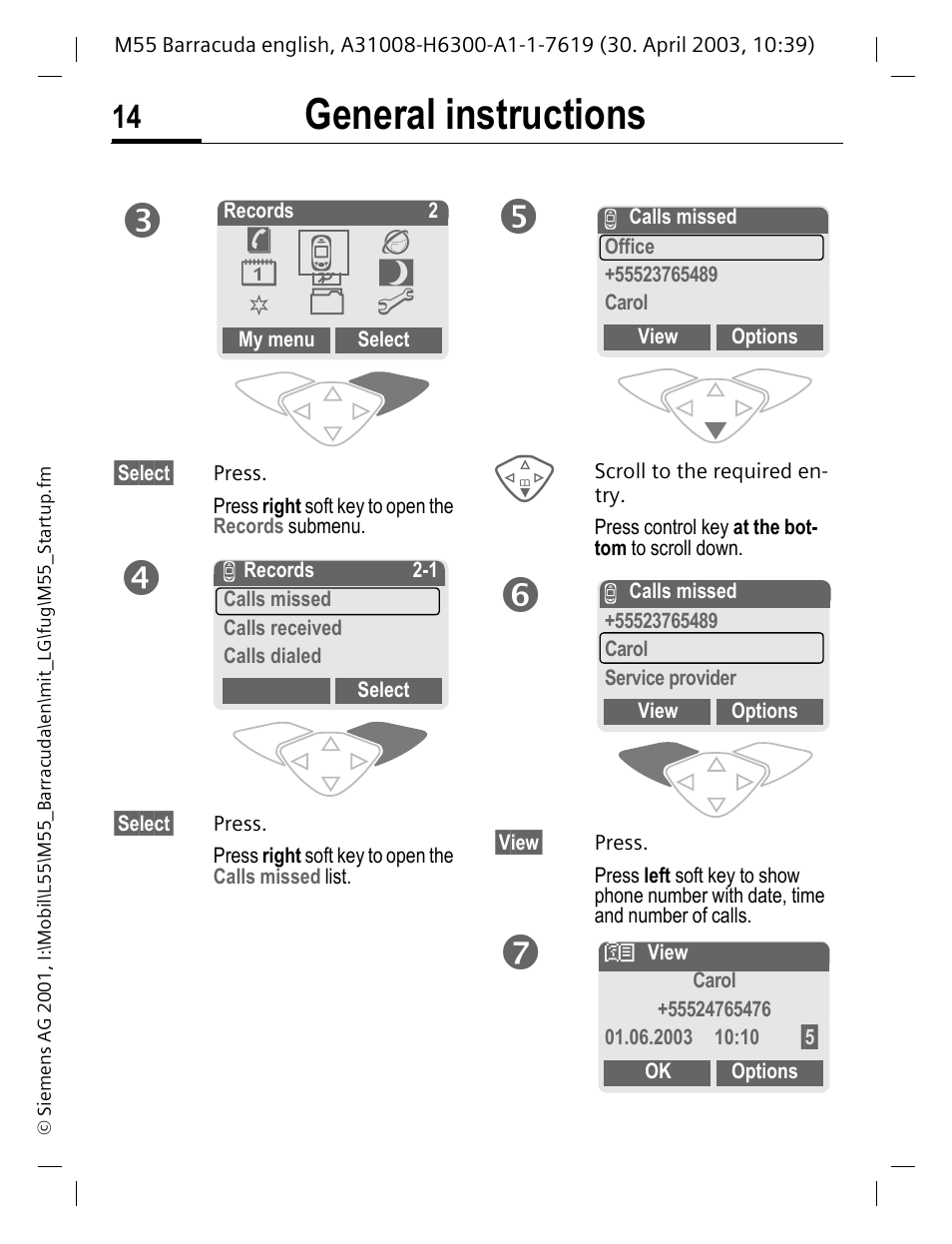 General instructions | Siemens M55 User Manual | Page 15 / 140