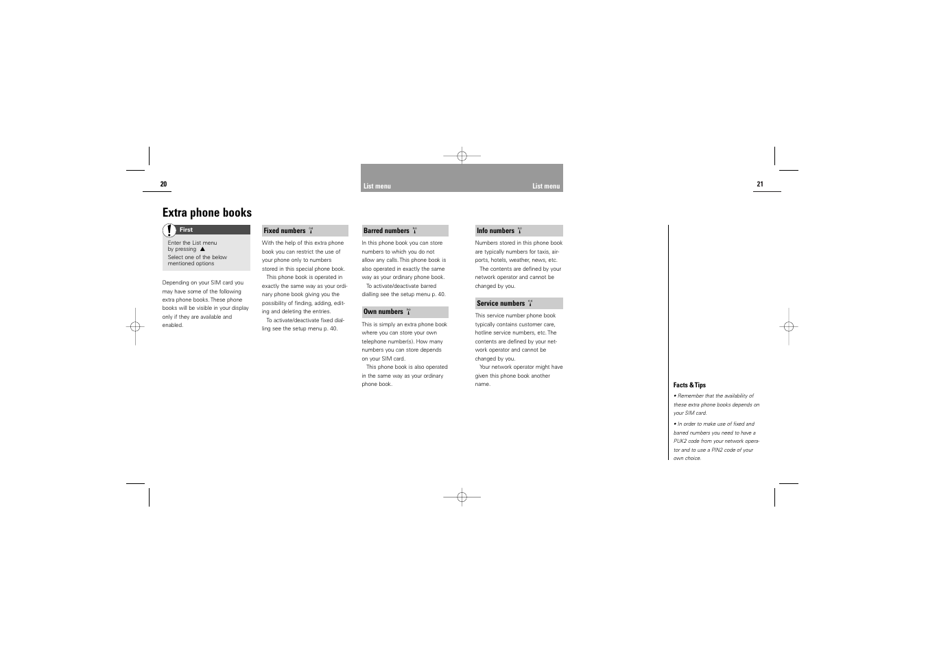 Extra phone books | Siemens M30 User Manual | Page 12 / 31