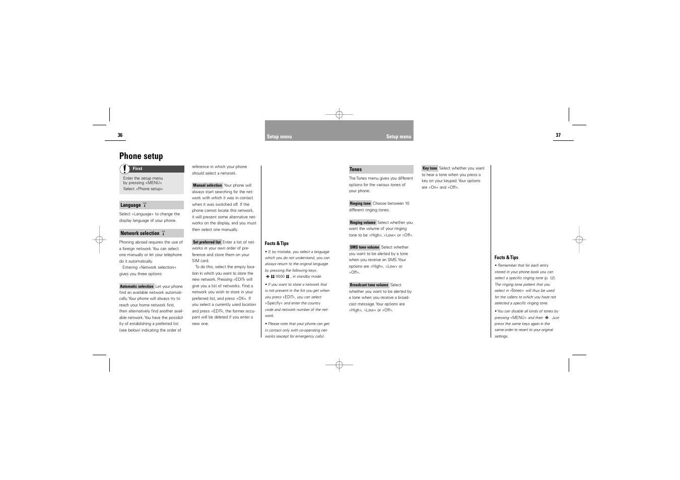 Phone setup | Siemens M30 User Manual | Page 20 / 31