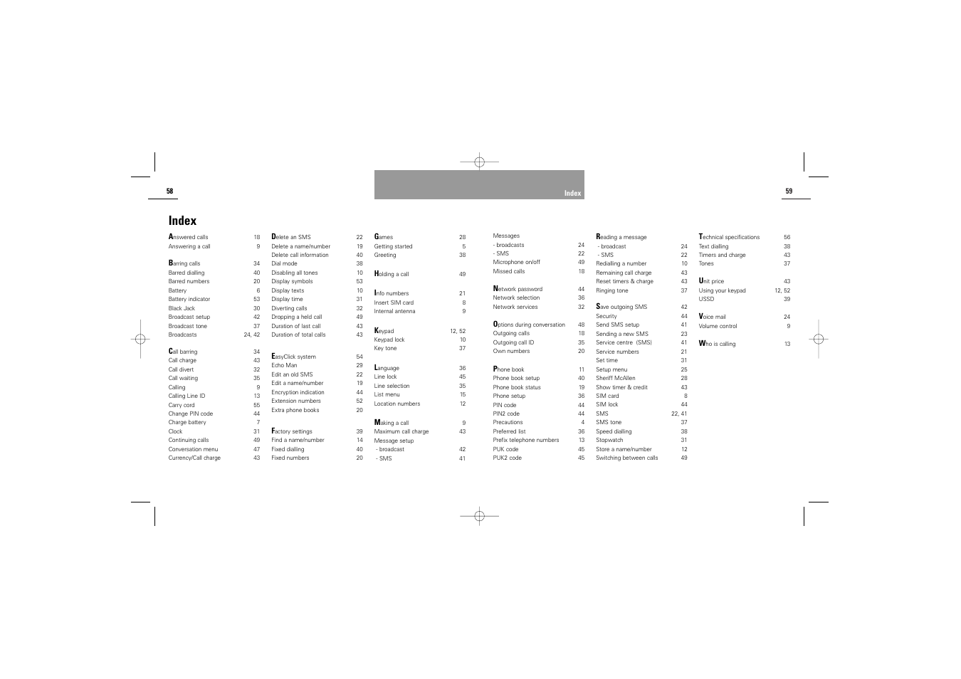 Index | Siemens M30 User Manual | Page 31 / 31