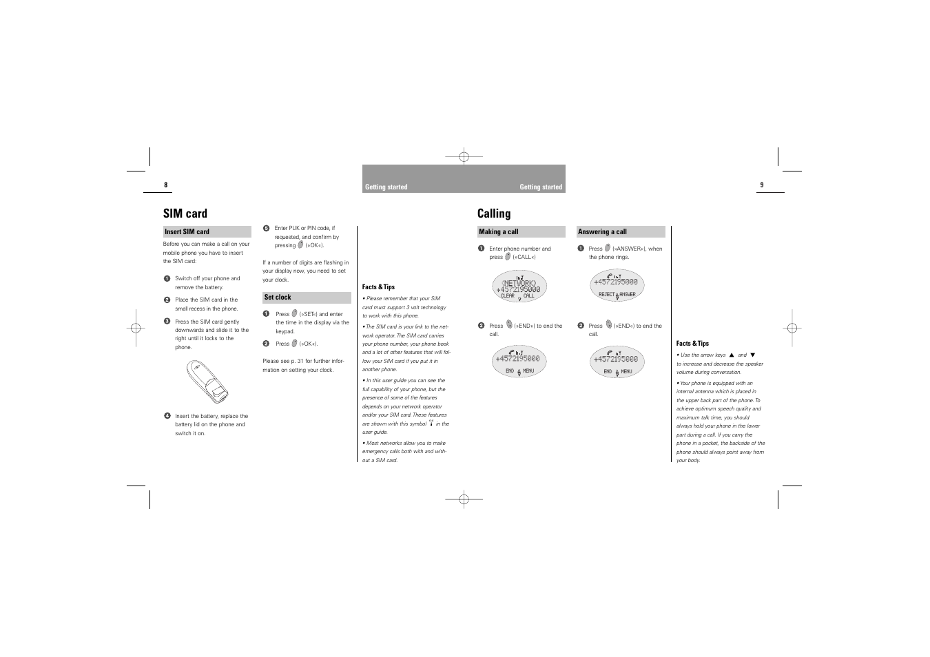 Calling, Sim card | Siemens M30 User Manual | Page 6 / 31