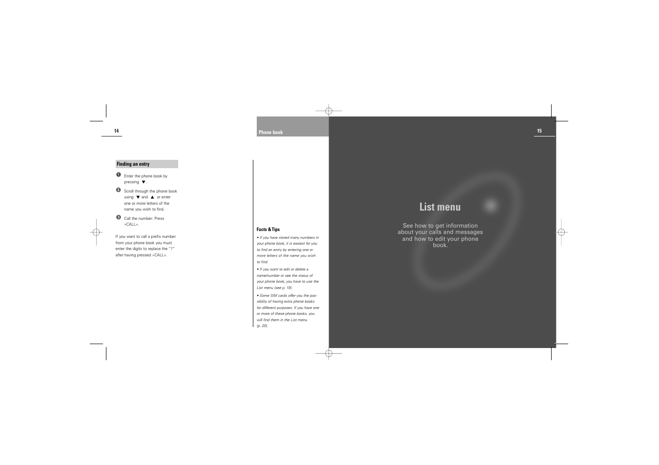 List menu | Siemens M30 User Manual | Page 9 / 31