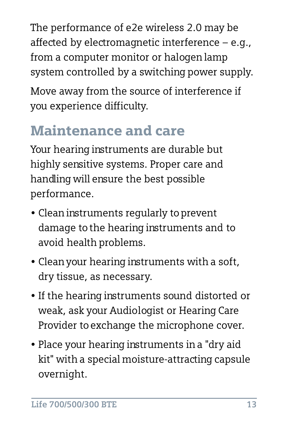 Maintenance and care | Siemens Life 500 User Manual | Page 17 / 27