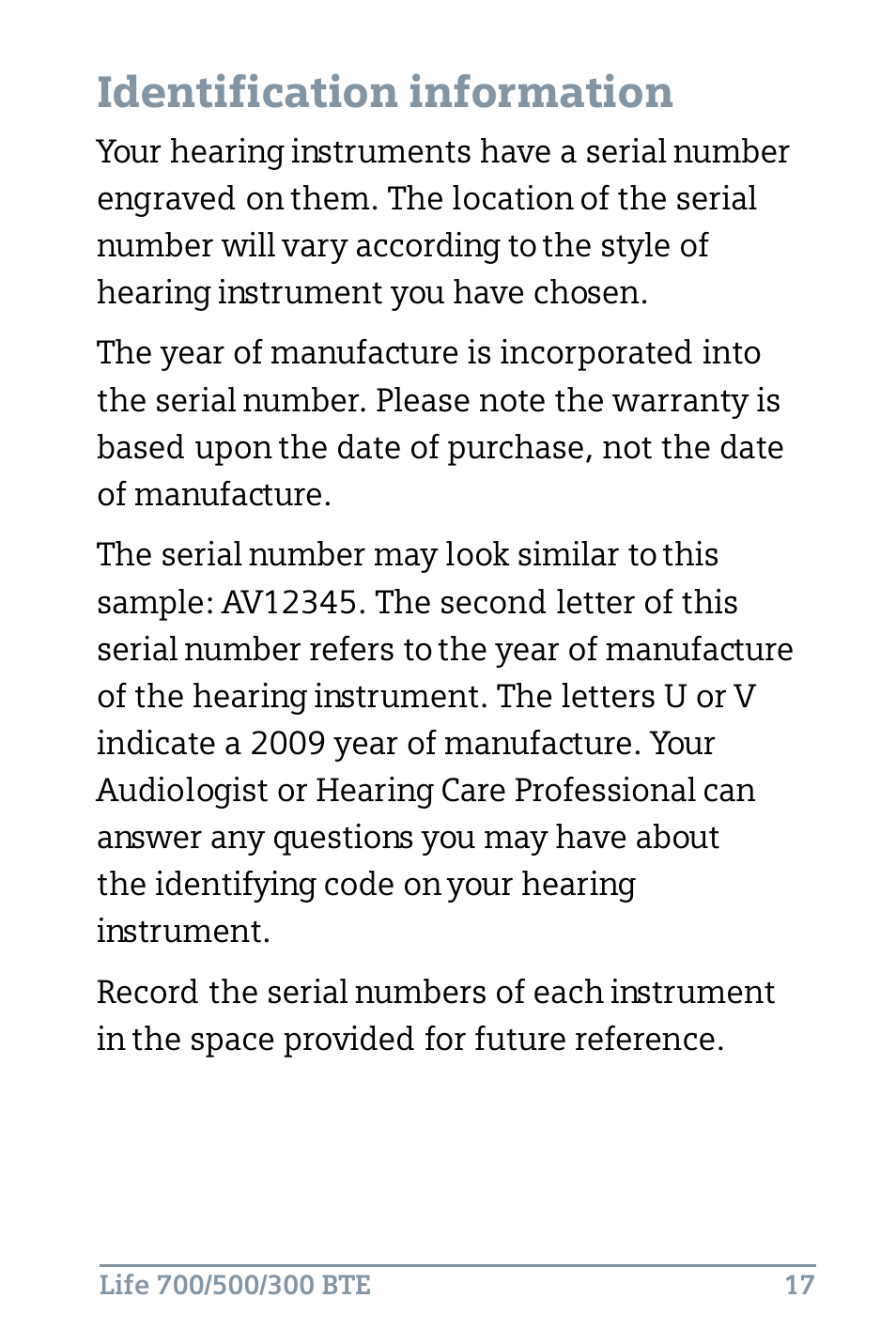 Identification information | Siemens Life 500 User Manual | Page 21 / 27