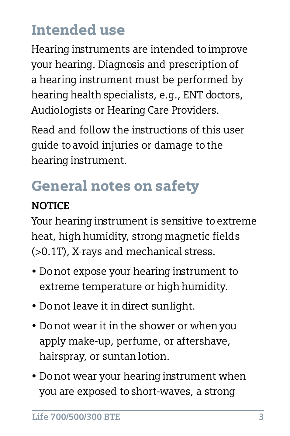 Intended use | Siemens Life 500 User Manual | Page 7 / 27