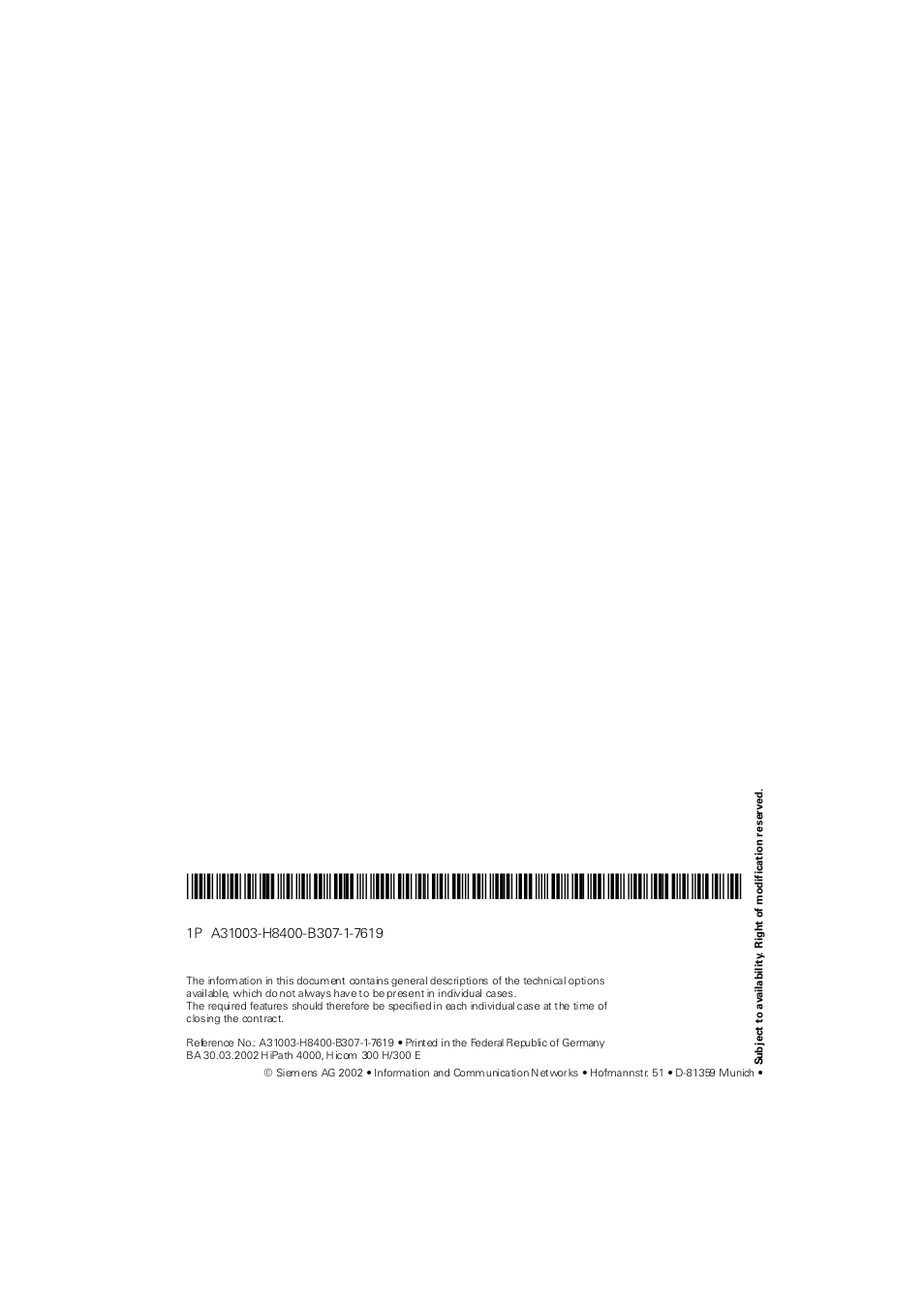 Siemens Hicom 300 E User Manual | Page 101 / 106