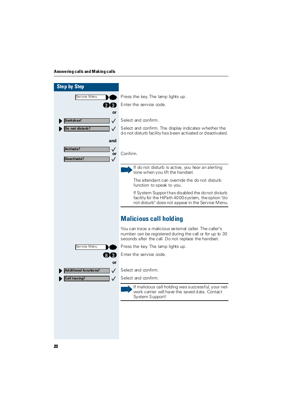 Malicious call holding | Siemens Hicom 300 E User Manual | Page 22 / 106