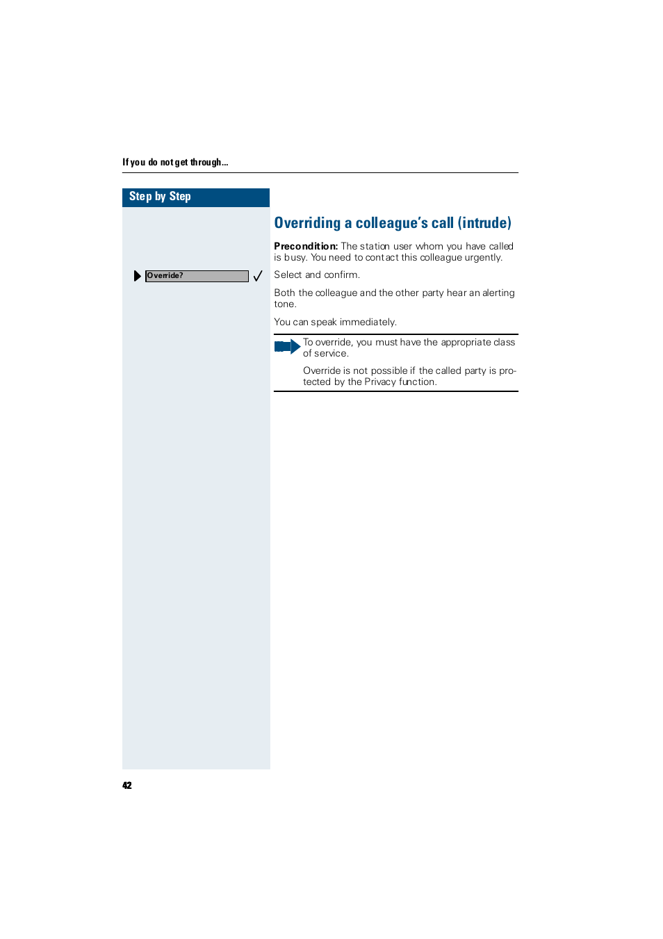 Overriding a colleague’s call (intrude) | Siemens Hicom 300 E User Manual | Page 42 / 106