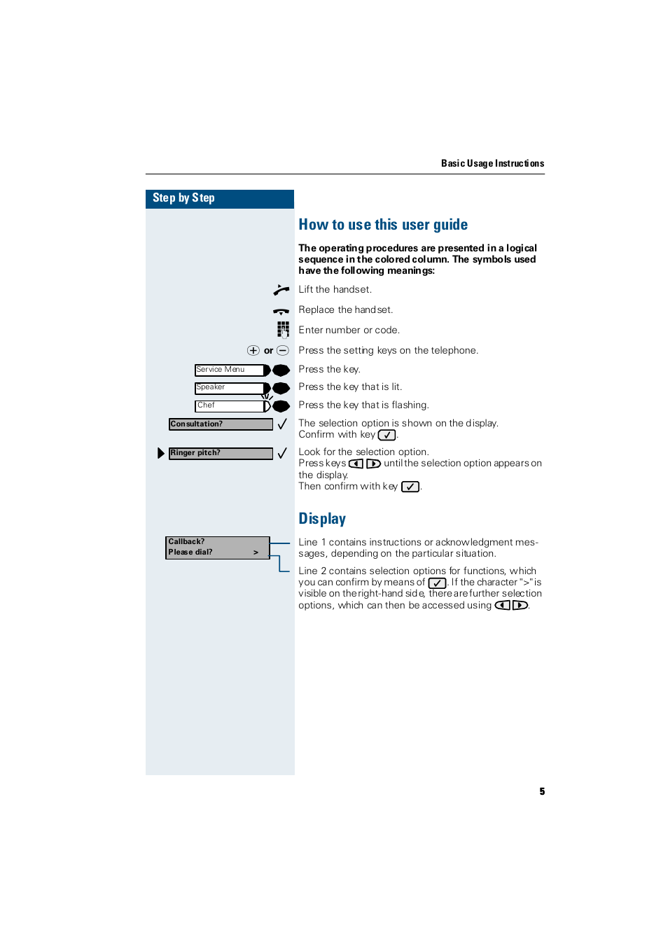 How to use this user guide, Display | Siemens Hicom 300 E User Manual | Page 5 / 106