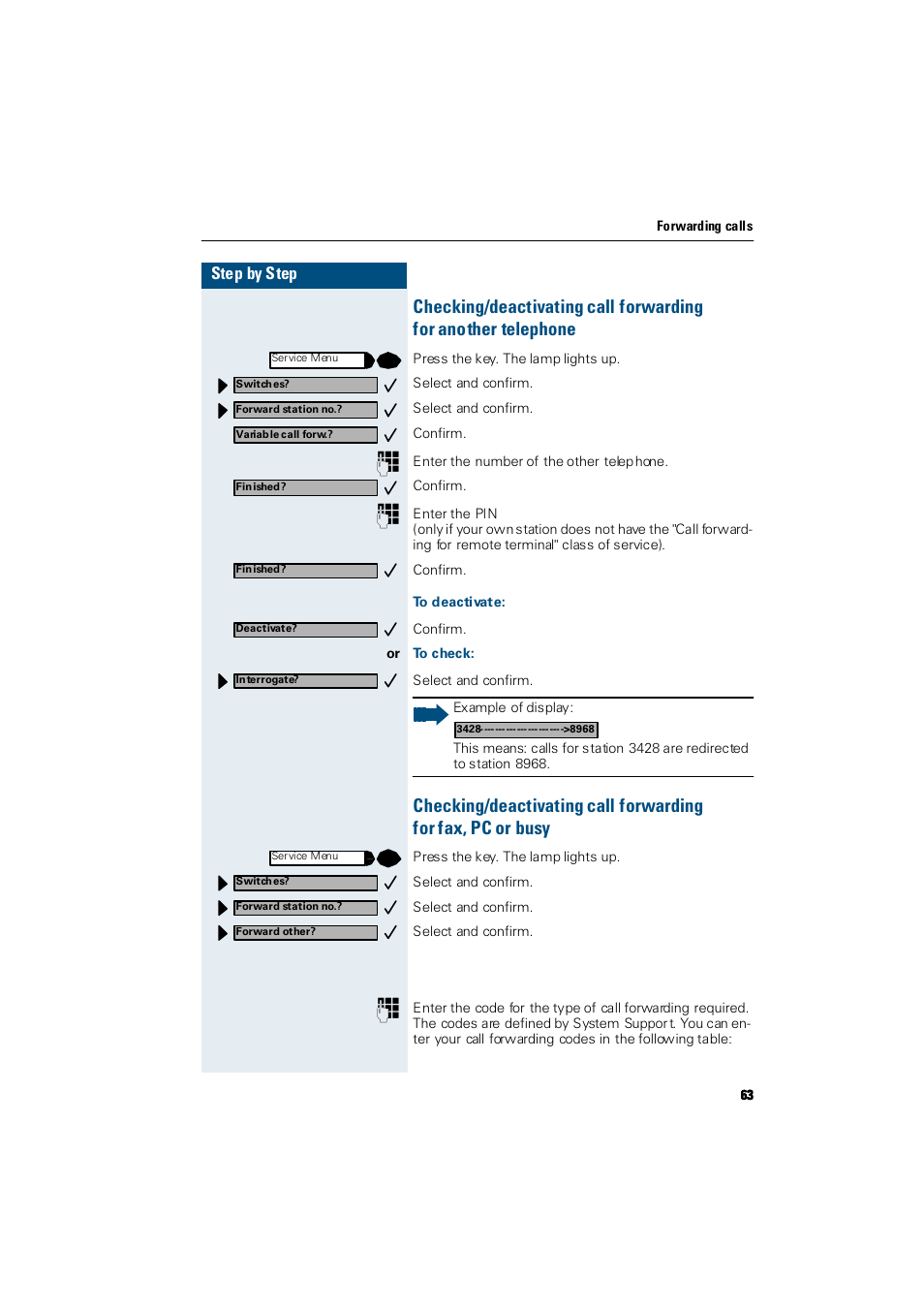 To deactivate, To check | Siemens Hicom 300 E User Manual | Page 63 / 106